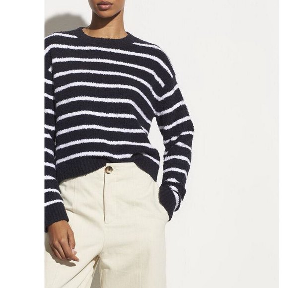 NWT Vince Stripe Crewneck Cotton Blend Sweater - Picture 1 of 11